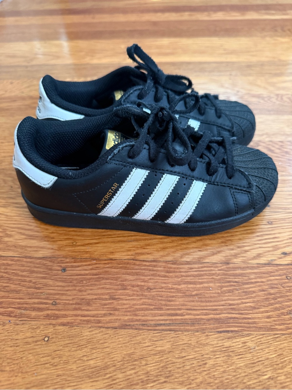 adidas Kids Superstar Black with White Stripes Sneaker